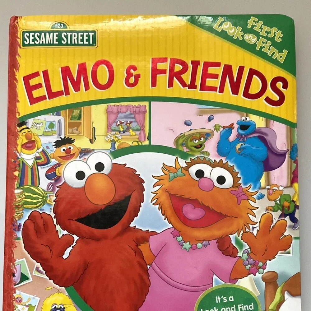 VINTAGE SESAME STREET ELMO & FRIENDS LOOK AND FIND BIG BOOK